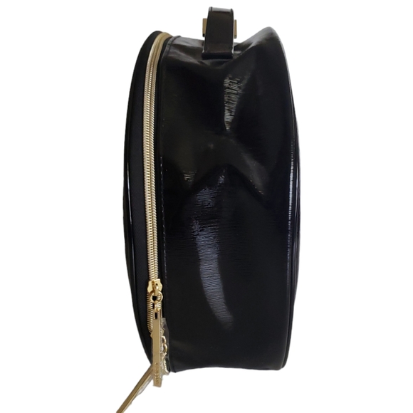 Lancome Paris Women's Black Patent Vegan Leather Travel Make Up Accessory Case - Picture 3 of 15